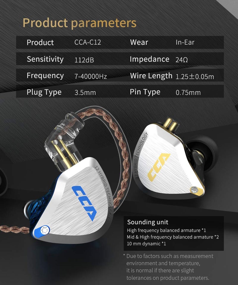 CCA C12 in Ear Monitor Headphones 5BA 1DD Hybrid HiFi IEM Earphones Noise Isolating Stereo Wired Earbuds for Musicians Audiophile Singers DJï¼ˆwith micï¼‰ - Image 3